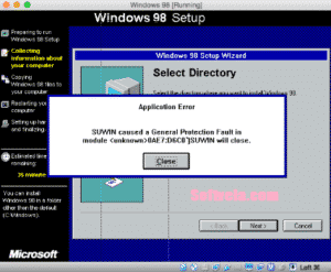 windows 98 se setup running
