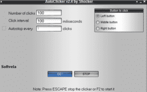 auto clicker by shocker main screen of settings